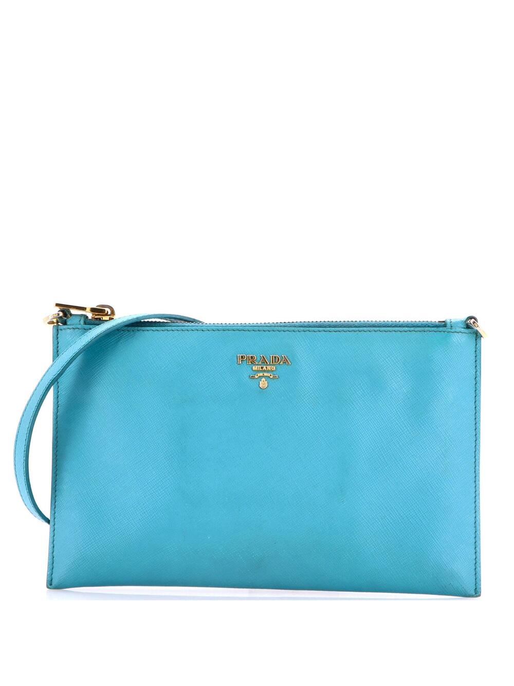 Prada Zip Flat Shoulder Bag Saffiano #349430P55B